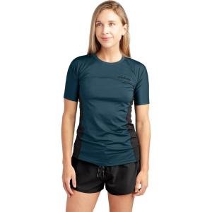 Dakine Womens HD Snug Fit Short Sleeve Rashguard Crew, Galactic Blue, X-Small