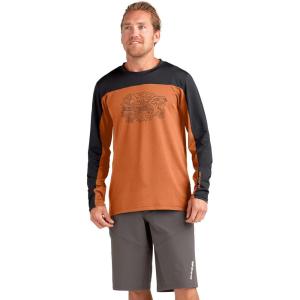Dakine Men’s Thrillium Long Sleeve Bike Jersey – Breathable MTB Jersey Performance Fabric, Papaya, Small