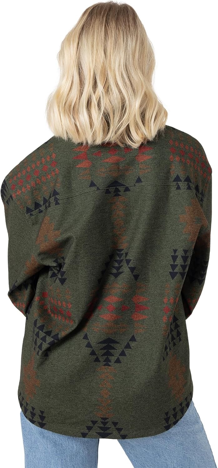 image:imageDakine Womens Unlined Printed Shacket Buttonfront Lightweight Shirt JacketAztec